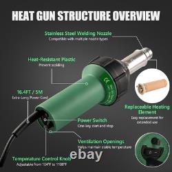 1600W Hot Air Plastic Welder Kit, Heat Gun With 16.4FT Extra-Long Power Cord 40M
