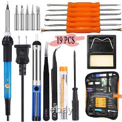 19PCS Electric Soldering Iron Gun Adjustable Temperature 60W Welding Set 110V US