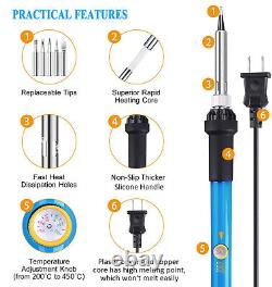 19PCS Electric Soldering Iron Gun Adjustable Temperature 60W Welding Set 110V US