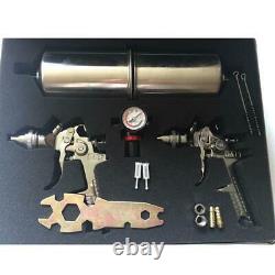 1.3mm /1.8mm 2pc HVLP Spray Gun Spraygun Kit Primer Gravity Feed Air Regulator