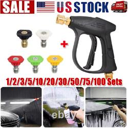 1/4 High Pressure Washer Gun 4000 PSI Car Wash Foam Spray Short Wand with5 Nozzle