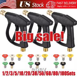 1/4 High Pressure Washer Gun 4000 PSI Car Wash Foam Spray Short Wand with5 Nozzle