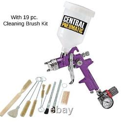 20 oz HVLP Gravity Feed Air Spray Gun with Regulator PLUS 19 pc Cleaning Brush Kit