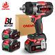 2800nm Cordless Electric Impact Wrench Gun 1/2'' High Power Driver With 2x Battery