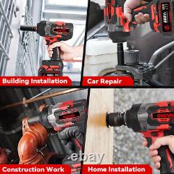 2800Nm Cordless Electric Impact Wrench Gun 1/2'' High Power Driver With 2x Battery