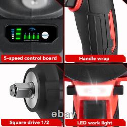 2800Nm Cordless Electric Impact Wrench Gun 1/2'' High Power Driver With 2x Battery