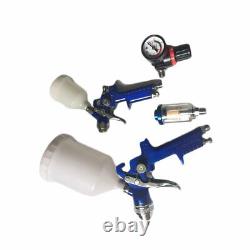 2 HVLP 1.0mm 1.4mm Air Spray Nozzle Gun Kit Primer Gravity Feed Paint 30-80PSI