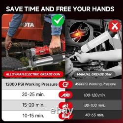 2-In-1 Electric Grease Gun Kit, Upgraded 12,000 Psi, 2×4000Mah Batteries, Built fo