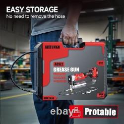 2-In-1 Electric Grease Gun Kit, Upgraded 12,000 Psi, 2×4000Mah Batteries, Built fo