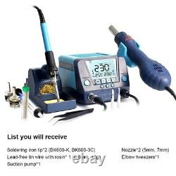 2 in 1 90W SMD Rework Soldering Iron Station Kit Hot Air Gun Digital LCD Display