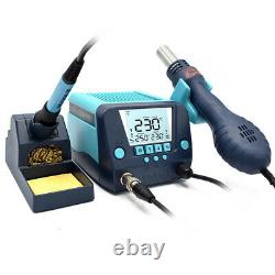 2 in 1 90W SMD Rework Soldering Iron Station Kit Hot Air Gun Digital LCD Display