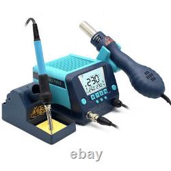 2 in 1 90W SMD Rework Soldering Iron Station Kit Hot Air Gun Digital LCD Display