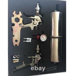 2 pcs HVLP spray gun kit Auto Paint Car Primer Basecoat Clearcoat Silver