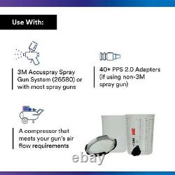 3M 26024 PPS 2.0 Spray Gun Cup, Lids, Liners Kit, Large, 28oz, 200-Micron Filter