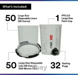 3M 26024 PPS 2.0 Spray Gun Cup, Lids and Liners Kit, 28 Oz, 200-Micron Filter