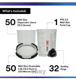 3M 26112 PPS Series 2.0 Spray Gun Cup, Lids and Liners Kit, Midi, 13.5 oz