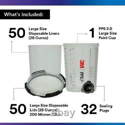 3M PPS 2.0 Spray Gun Cup, Lids and Liners Kit, Large, 200-Micron Filter (26024)