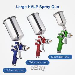 3 pcs HVLP Air Spray Guns Kit Auto Paint Car Primer Basecoat Clearcoat with Case