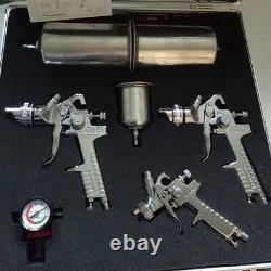 3x HVLP Gravity Air Spray Gun Kit Auto Paint Primer Detail Basecoat Clearcoat