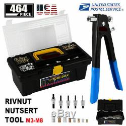 464x Rivet Nut Gun Kit Rivnut Setting Tools Nut Setter Tool Hand Blind Riveter