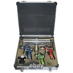 4 Pc. Hvlp Spray Gun Kit WithAluminum Case TIT19221 Brand New