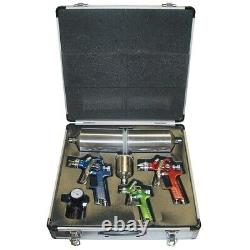 4 Piece HVLP Spray Gun Kit with Aluminum Case TIT19221 Brand New