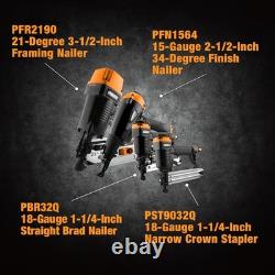 4-Piece Pneumatic Nailer and Stapler Kit with Canvas Bag for Construction