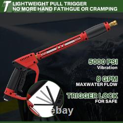 5000PSI Pressure Washer Hose and Gun, 3/8'' Power Hose 50FT
