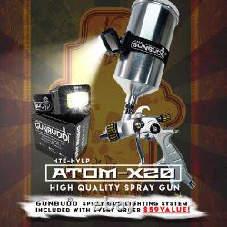 ATOMX20 HVLP Spray Gun Kit Auto Paint Basecoat Clearcoat Primer with FREE GUNBUDD