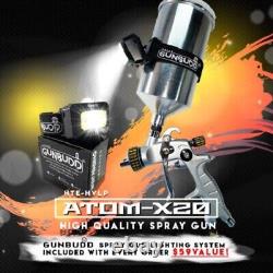 ATOMX20 HVLP Spray Gun Kit Auto Painting Gravity Feed with FREE GUNBUDD