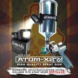 ATOM X27 LVLP Car Auto Spray Gun With Regulator & Nozzle Tip Kits with FREE GUNBUDD