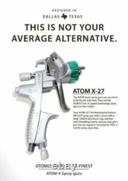 ATOM X27 LVLP Car Auto Spray Gun With Regulator & Nozzle Tip Kits with FREE GUNBUDD