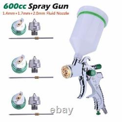 Air Paint Spray Gun HVLP 600ml 1.4/1.7/2.0mm Nozzle Pneumatic Painting Tool Kit
