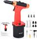 Air Rivet Gun Kit With 3/32, 1/8, 5/32, 3/16 Rivet Nozzles Upgraded 360 De