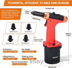 Air Rivet Gun Kit with 3/32, 1/8, 5/32, 3/16 Rivet Nozzles Upgraded 360 De