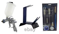 Anest Iwata AZ3 HTE2 2mm Gravity Spray Gun + Cleaning Kit & Bench Gun Stand