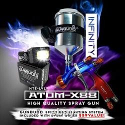 Atom X88 Infinity LVLP-MP Air Spray Gun Kit 1.3 & 1.4 MM Nozzle Tip With Gunbudd