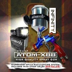 Atom X88 Infinity LVLP-MP Air Spray Gun Kit 1.3 & 1.4 MM Nozzle Tip With Gunbudd