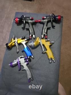Automotive Paint Gun Kit 5 Spray Guns New Atom X88 With Iwata Carrying Case