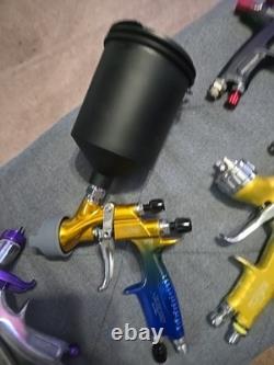 Automotive Paint Gun Kit 5 Spray Guns New Atom X88 With Iwata Carrying Case