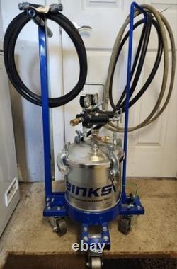 BINKS 83C-221 Pressure Tank, Capacity 2.8 gallons. With cart, hoses, and gun