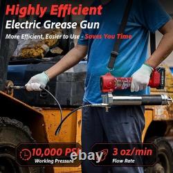 Battery Grease Gun, Super Efficient Electric Grease Gun Kit with 2 Batteries and