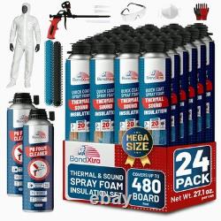 BondXtra Spray Foam Insulation Kit (24 x 32.80 oz/930 gr 480 Brd ft) Self Expan