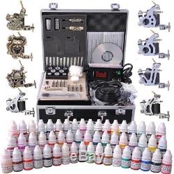 Complete Tattoo Kit 54 Color Ink 8 Machine Guns Set LCD Power Supply Equipment