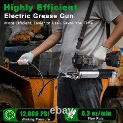 Cordless Grease Gun 12000 PSI Battery Powered Electric Grease Gun Kit with 2 Rec