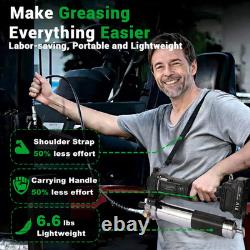 Cordless Grease Gun 12000 PSI Battery Powered Electric Grease Gun Kit with 2 Rec