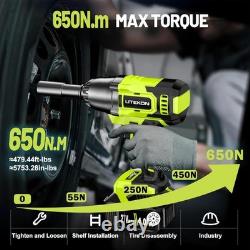 Cordless Impact Wrench 1/2 Inch, 480Ft-lbs 650N. M Brushless High Power Impact