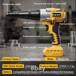 Cordless Rivet Gun Compatible with Dewalt 20V Battery, Electric Rivet Gun Kit
