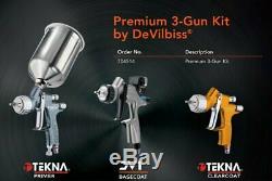DEVILBISS 704514 TEKNA 3 PC GRAVITY FEED SPRAY GUN KIT With DV1 BASE DIGITAL