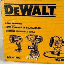 DEWALT 20V MAX 3 Tool Combo Kit DCK397HM2 Impact Flashlight Grease Gun New